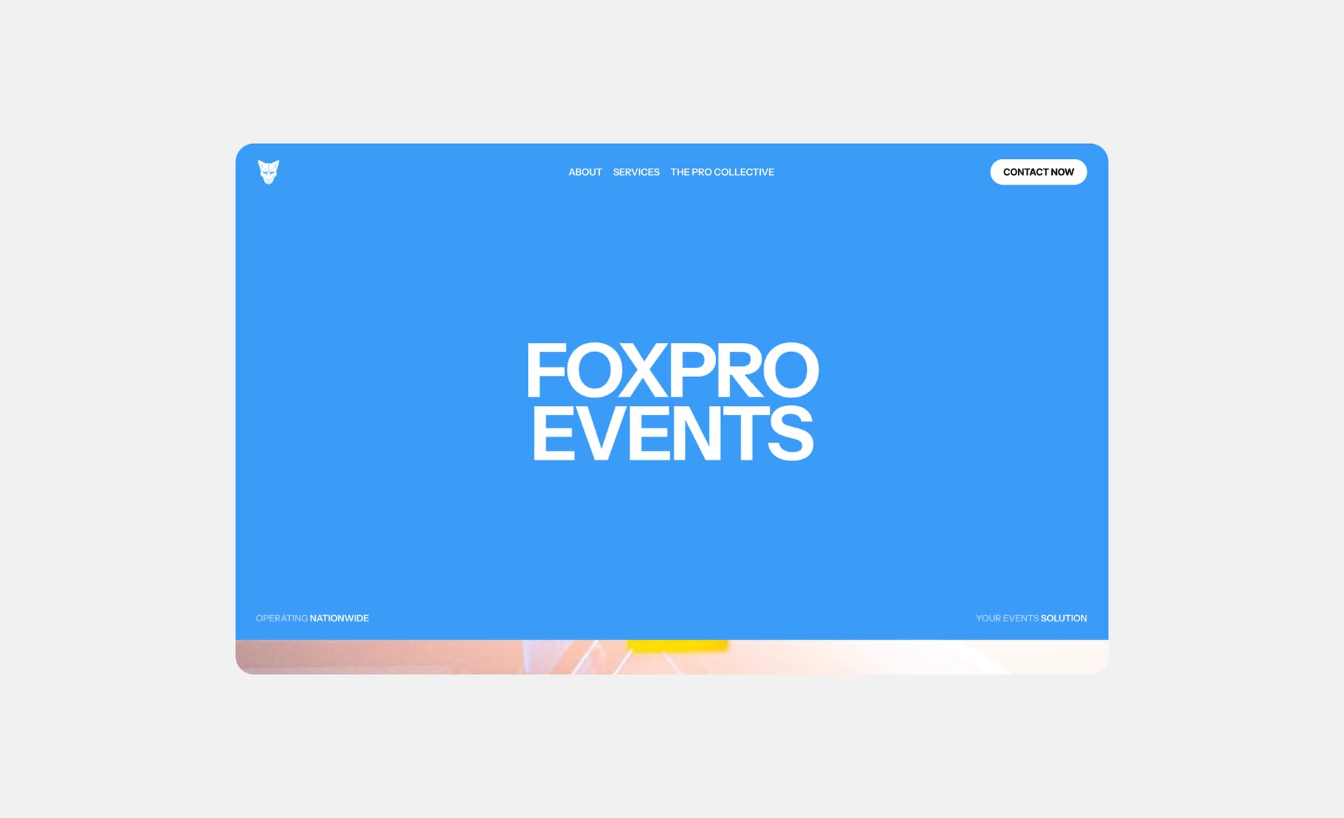 Mock-up of FOXPRO EVENTS webpage