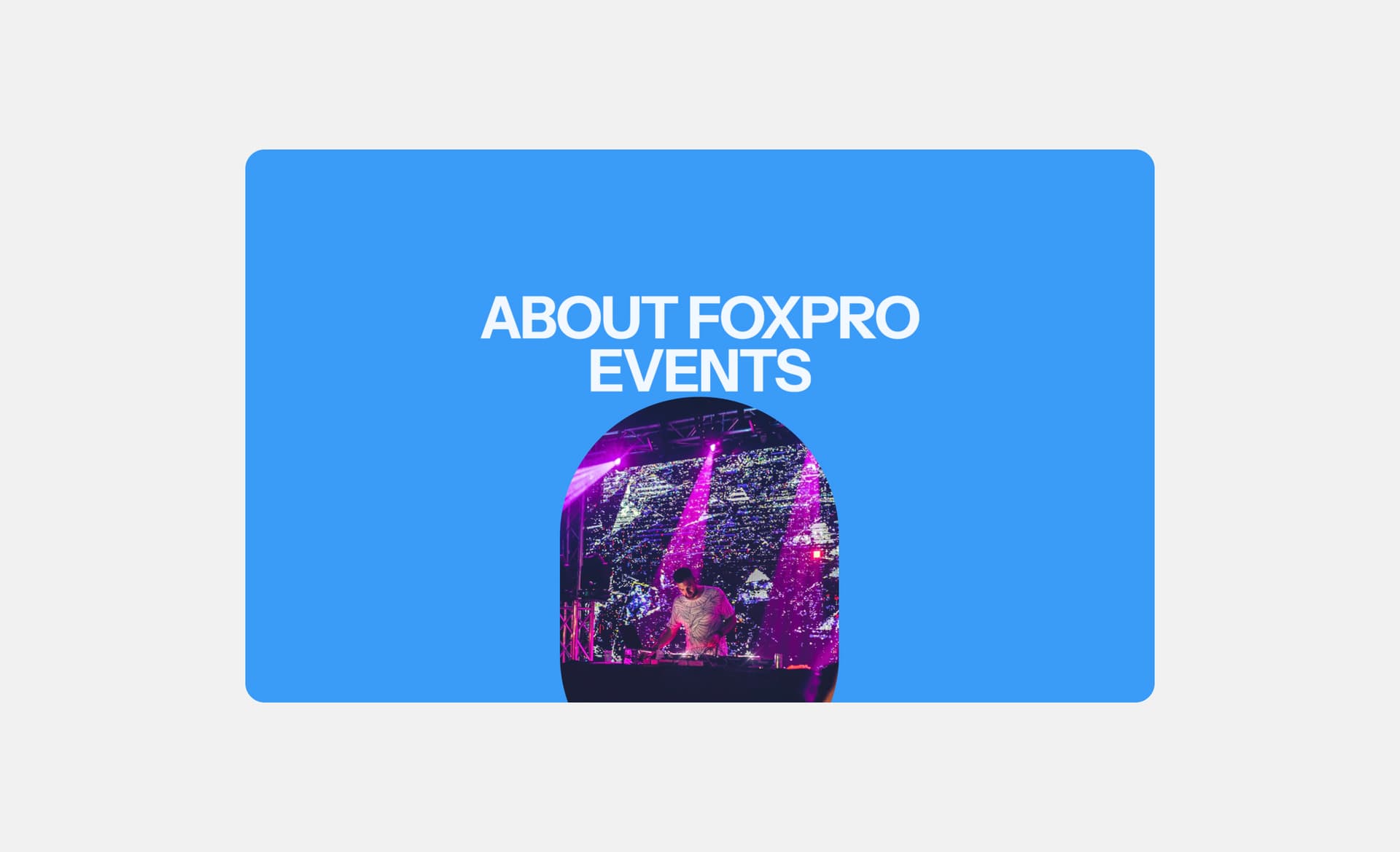 Mock-up of FOXPRO EVENTS webpage