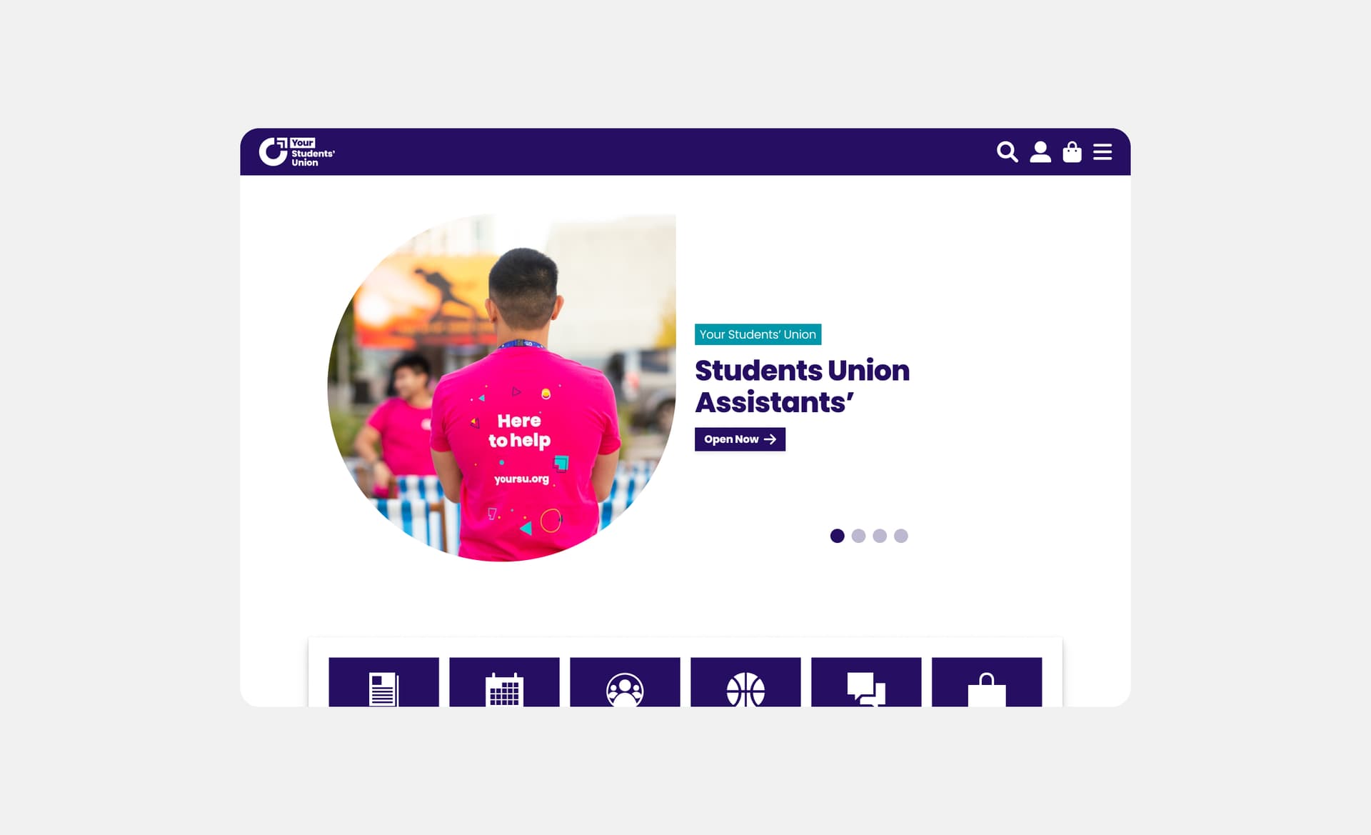 Mock-up of Your Students' Union webpage.